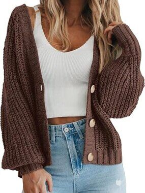 Women's Chunky Knit Open Front Cardigan Sweaters Fall Outfits